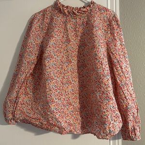 Jcrew Liberty floral long sleeve top with ruffle neckline